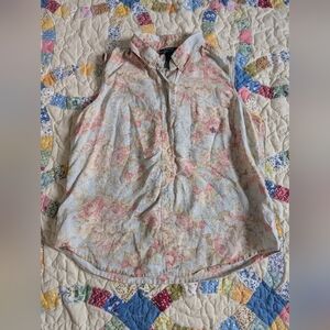 Ralph Lauren Floral Sleeveless Top - Pink and Cream